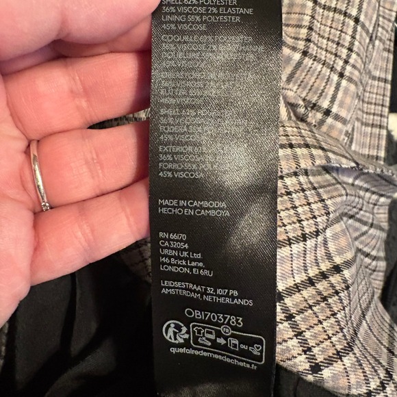 We The Free Free People Cali Grey Plaid Blazer Two Button Jacket Womens XL - Picture 4 of 9